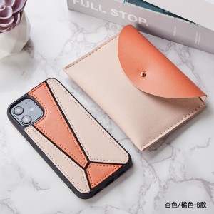 Apple iPhone 11 orange blue color contrast leather phone protective case, 360 degree fall protection caseiphone11pro