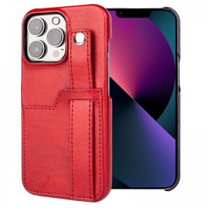 Apple iPhone 14 full leather phone case, hand-held card bag bracket type phone case, 360 degree full fall and scratch resistant protective leather case
