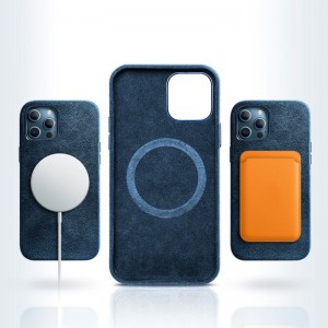 The new Apple iPhone 15 Ollanti eco-friendly suede leather phone protective case is fully covered with 360 degrees of full coverage, preventing falls and collisions. The phone leather case has a smooth and soft feel